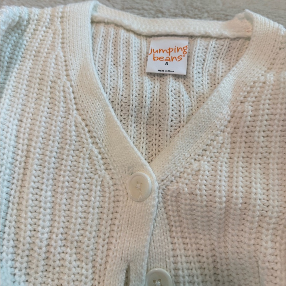 Jumping Beans Cream Knit Button-Front Sweater - Girls